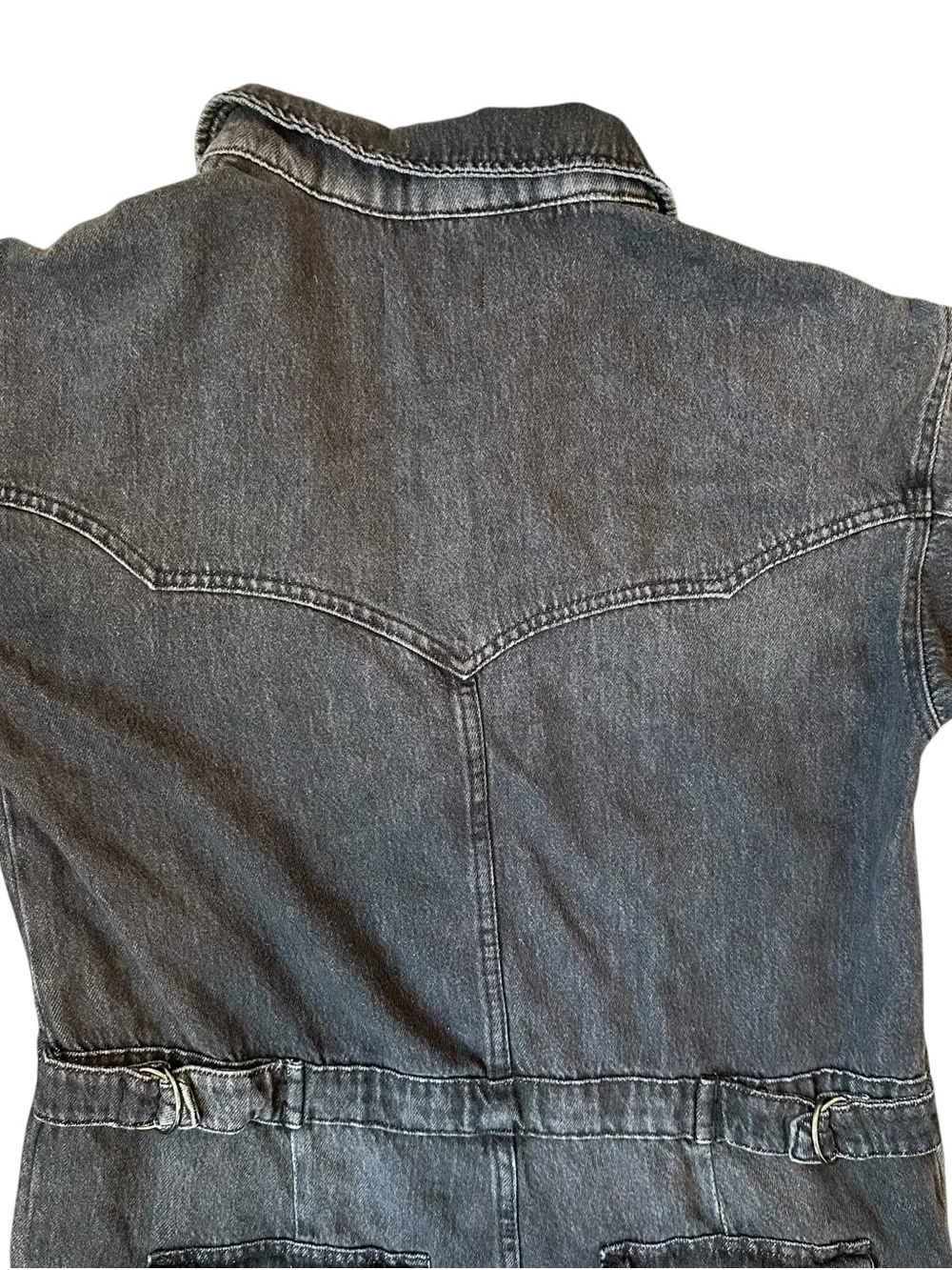 Free People We The Free “Townes” Faded Gray Black Coverall Painter Jumpsuit Med